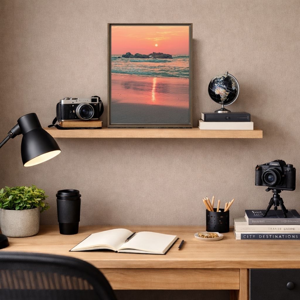 Mockup Toile imprimée encadrée Mexique - murs rose poudre