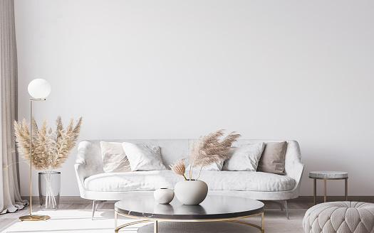 slow decoration exemple salon tons neutres et objets decos naturels