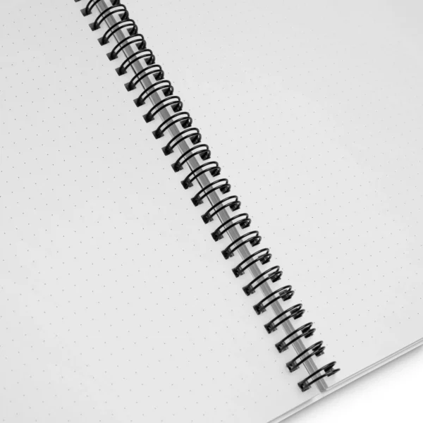 Vue intèrieure du carnet de notes A5 - page à pois avec reliure métallique noire
