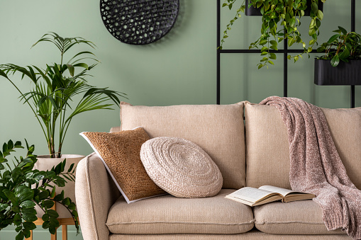 Signification des couleurs en déco - Exemple living room aux tons Nature - Article de blog Un air de loin